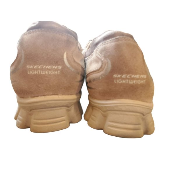 Skechers Lightweight Leather tan upper slip on with bungee Sz 8.5 - Picture 5 of 8